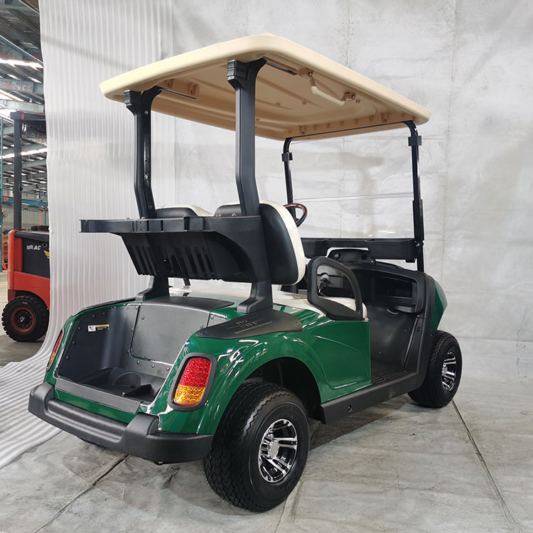 Večbarvni 2-sedežni električni voziček za golf, opremljen z litijevo baterijo